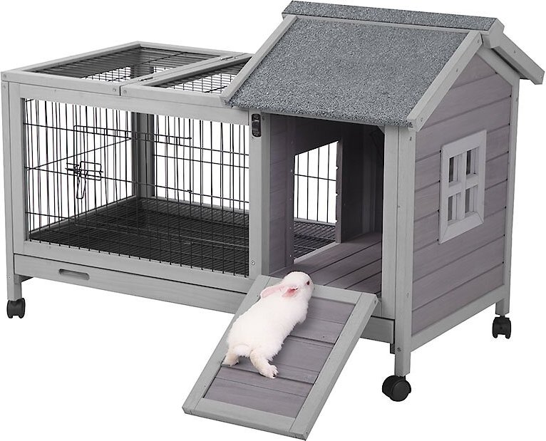 Aivituvin 28.3-in Indoor and Outdoor Wheeled Rabbit Hutch