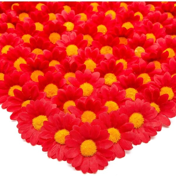 Bright Creations Artificial Silk Daisy Flowers Head for Crafts (1.6 in，Red，100Pack)