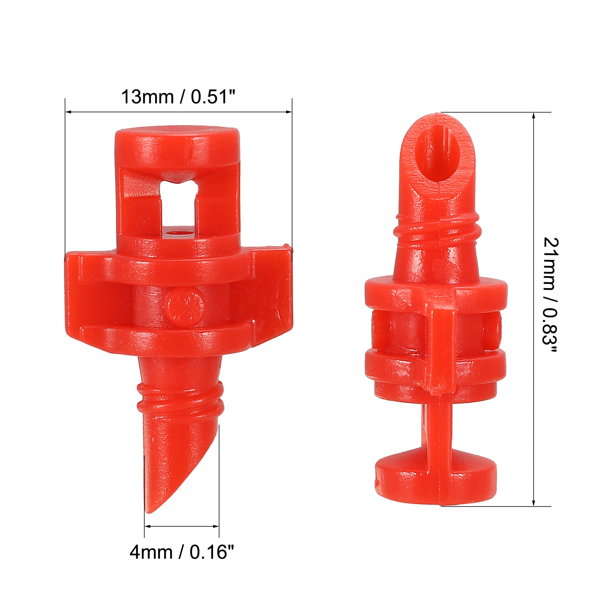 Micro Sprayer Fan Jet， 360 Degree Refraction Atomized Dripper Hydroponic Garden Irrigation 50 Pcs (Red)