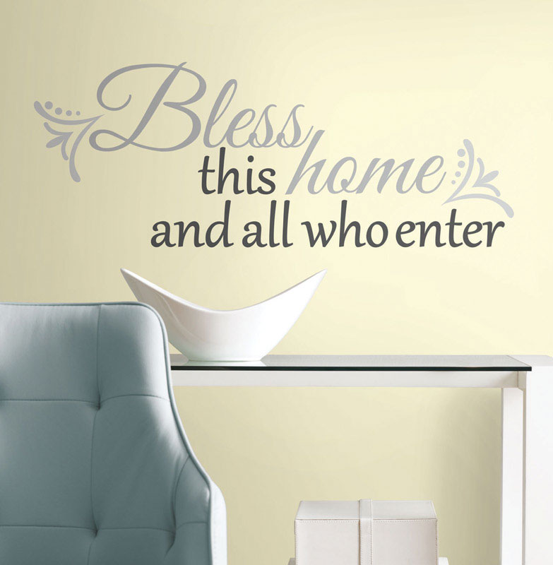 Roommates 17 in. W X 7 in. L Bless This Home Peel and Stick Wall Decal