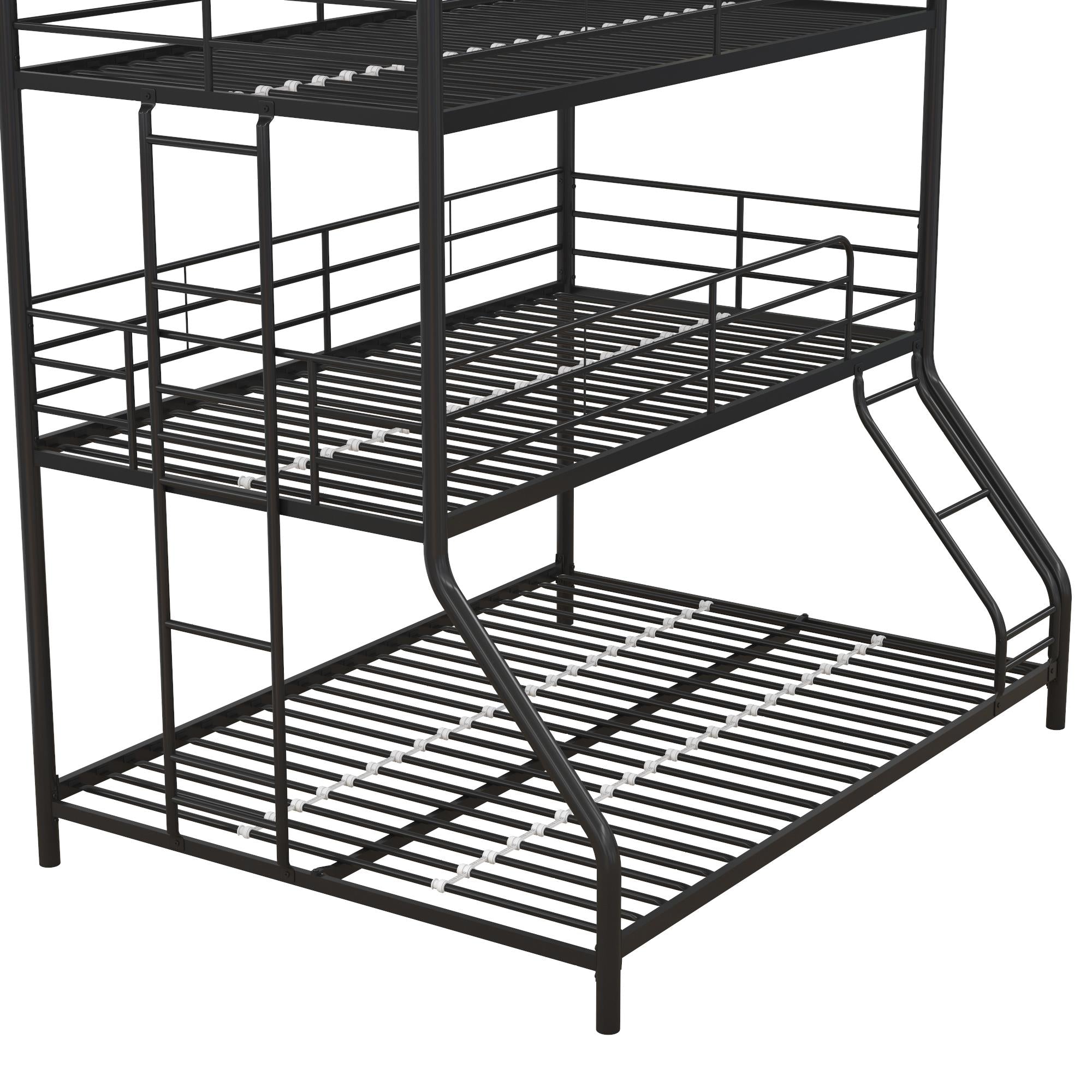 DHP Everleigh Triple Metal Bunk Bed, Twin/Twin/Full, Bed for Kids, Black