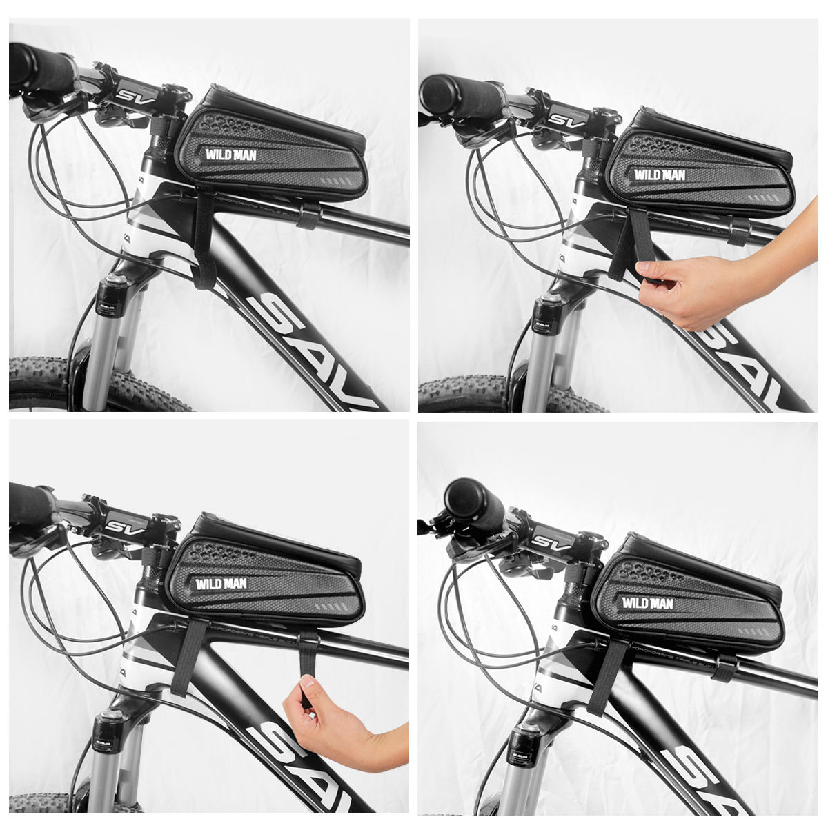 WILD MAN New Bike Bag Frame Front Top Tube Cycling Bag Waterproof 6.6in Phone Case Touchscreen Bag MTB Pack Bicycle Accessories