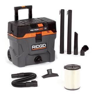 RIDGID 10 Gallon 5.0 Peak HP ProPack Plus WetDry Shop Vacuum with Filter Expandable Locking Hose and Accessories WD1022