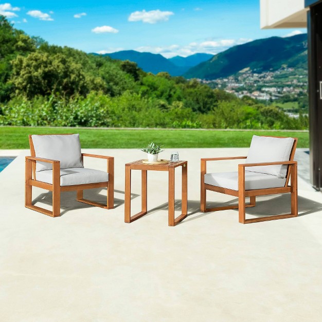 Grafton 3pc Eucalyptus Wood Outdoor Set Natural Alaterre Furniture