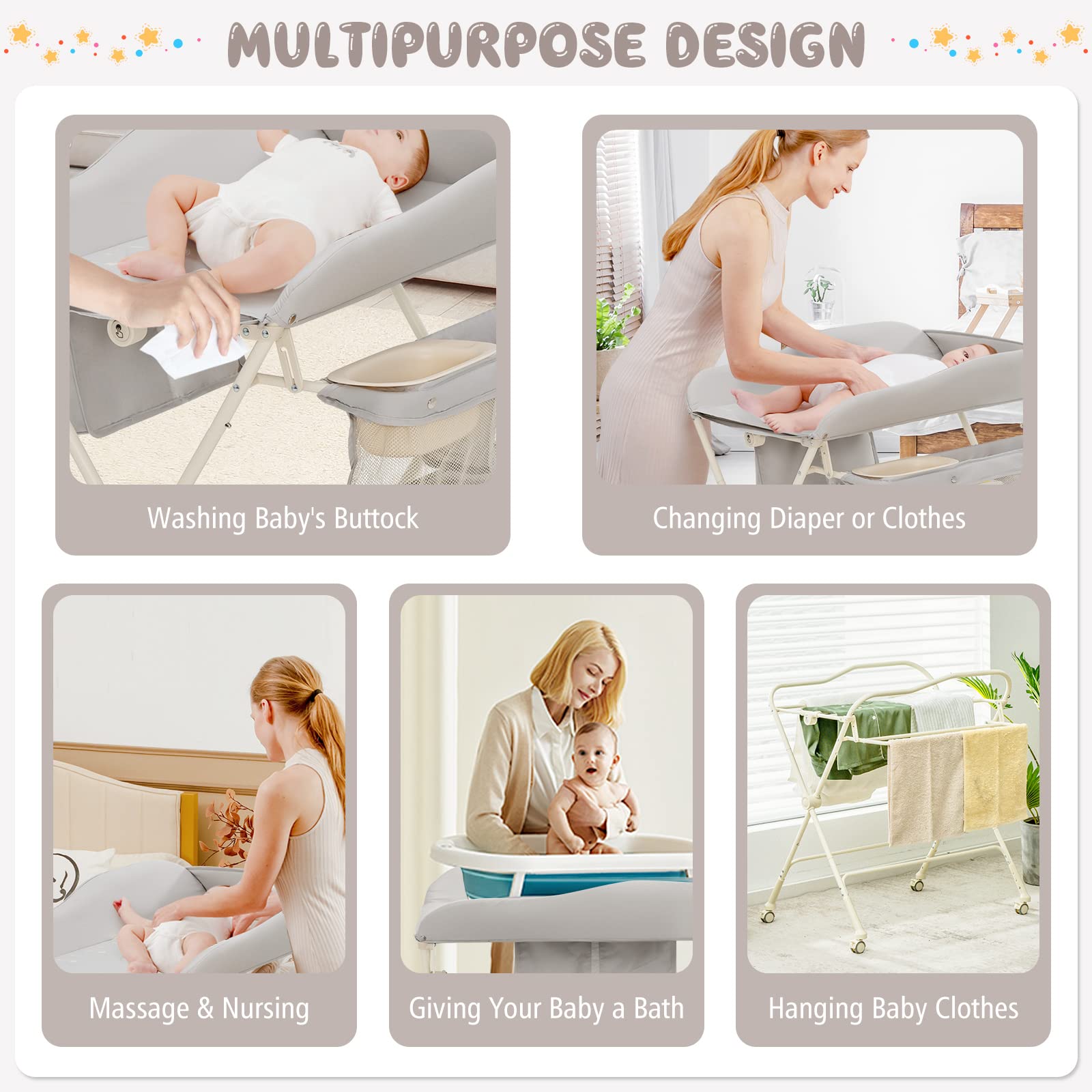 Costzon Portable Baby Changing Table, Foldable Diaper Changing Station