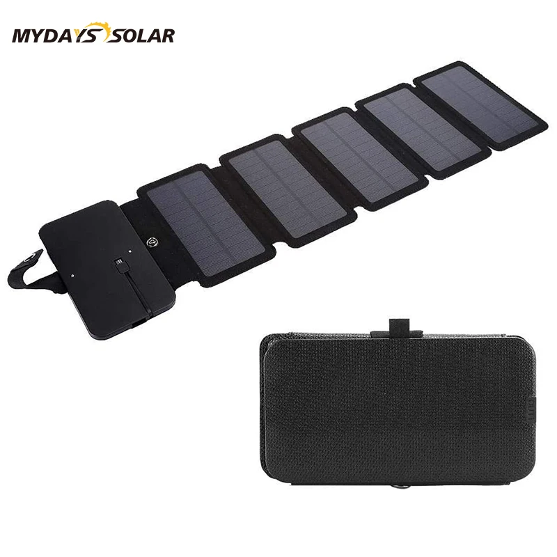 Mydays Tech 6W Portable Mobile Phones Power Bank Foldable Solar Panel Charger for Hiking Camping Traveling