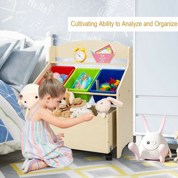 Costway 38914725 Kids Wooden Toy Storage Unit Orga...