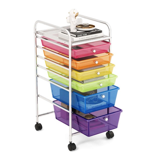 Costway 6 Drawer Rolling Storage Cart Tools Scrapbook Paper Office School Organizer Colorful