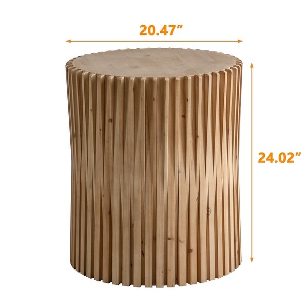 Retro Fashion Style Cylindrical Coffee Table with Vertical Texture Relief Design