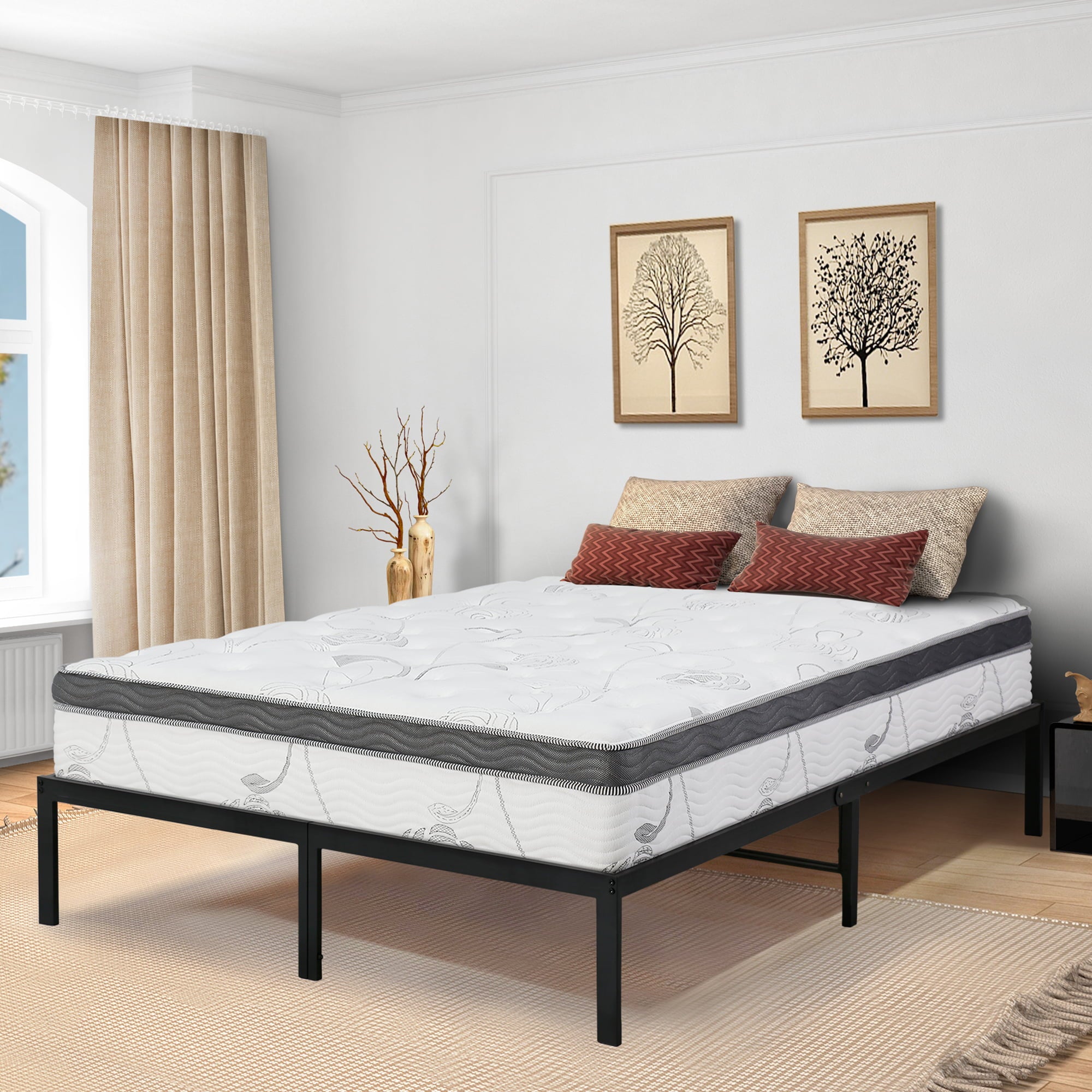 GrandRest 14 Inch Innovative Metal Platform Bed Frame, Full