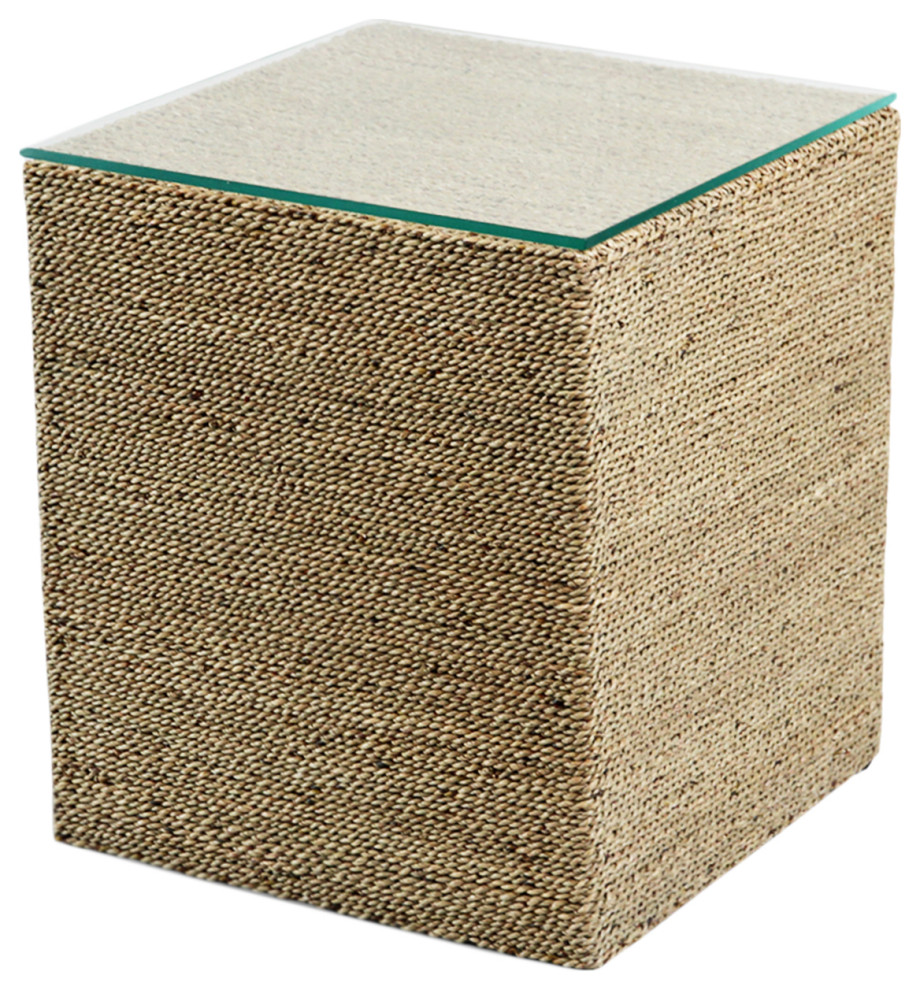 Square Seagrass Rope Side Table   Beach Style   Side Tables And End Tables   by Design Mix Furniture  Houzz