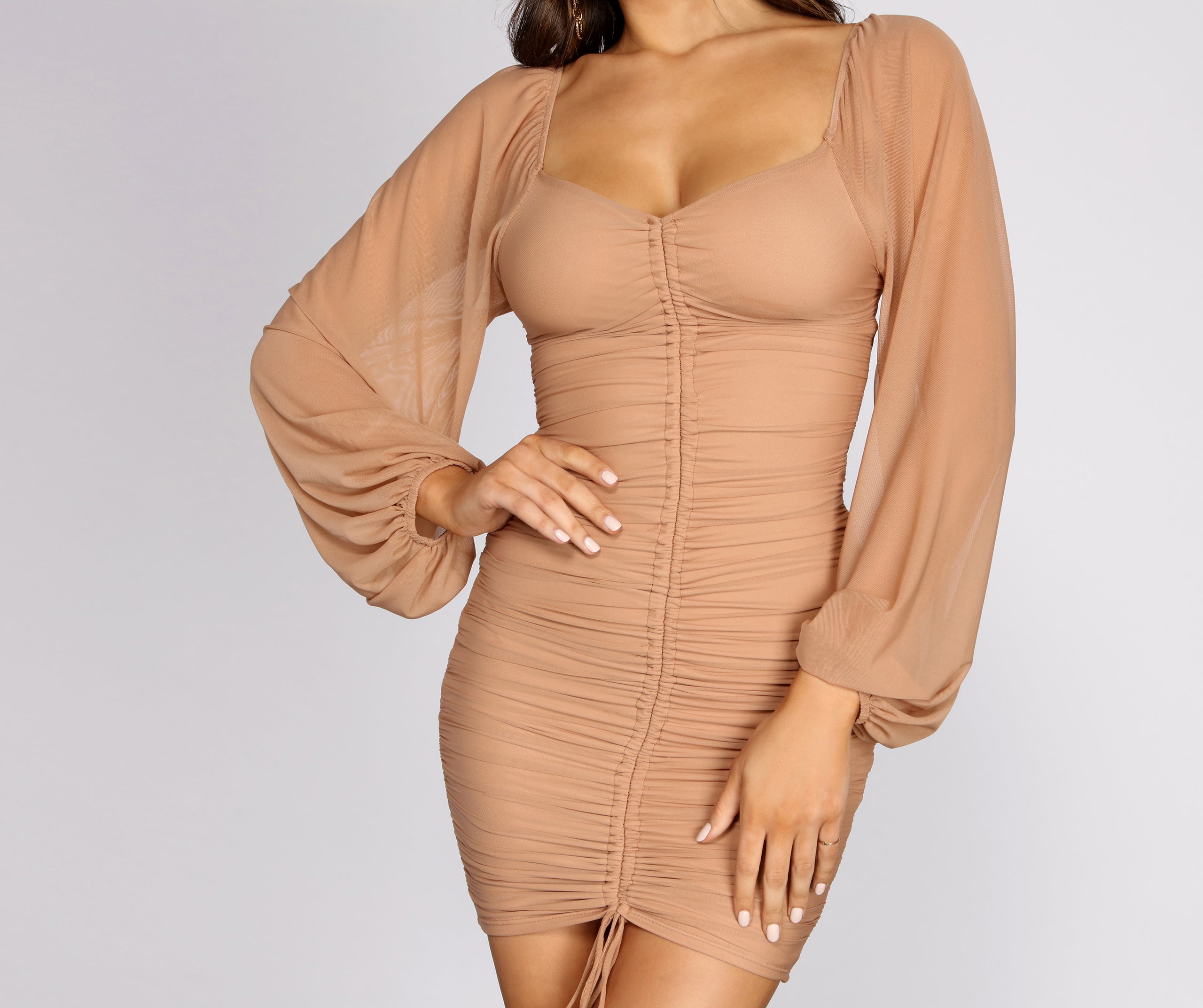 Center Of Attention Ruched Mini Dress