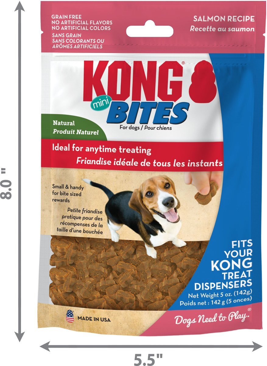 KONG Bites Mini Grain-Free Salmon Dog Treats， 5-oz bag