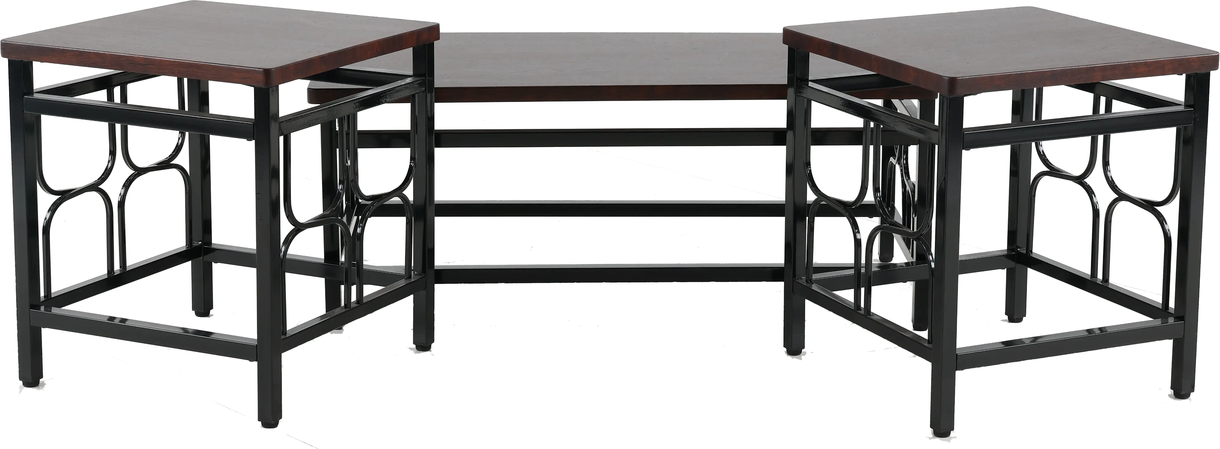 Benjamin Black Metal Table with Cherry Top， Set of 3