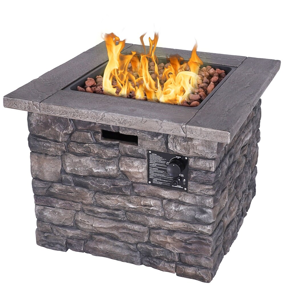 VEIKOUS 30'' Square 50000 BTU Propane Gas Fire Pit Table for Outside Patio with Lid  Cover and Lava Rocks