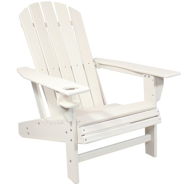 Sunnydaze Outdoor Lake Style Adirondack Chair With Cup Holder