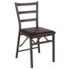 Flash Furniture 2 Pack HERCULES Series Brown Folding Ladder Back Metal Chair with Brown Vinyl Seat