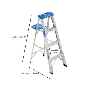 Werner 4 ft. Aluminum Step Ladder with 250 lbs. Load Capacity Type I Duty Rating 364