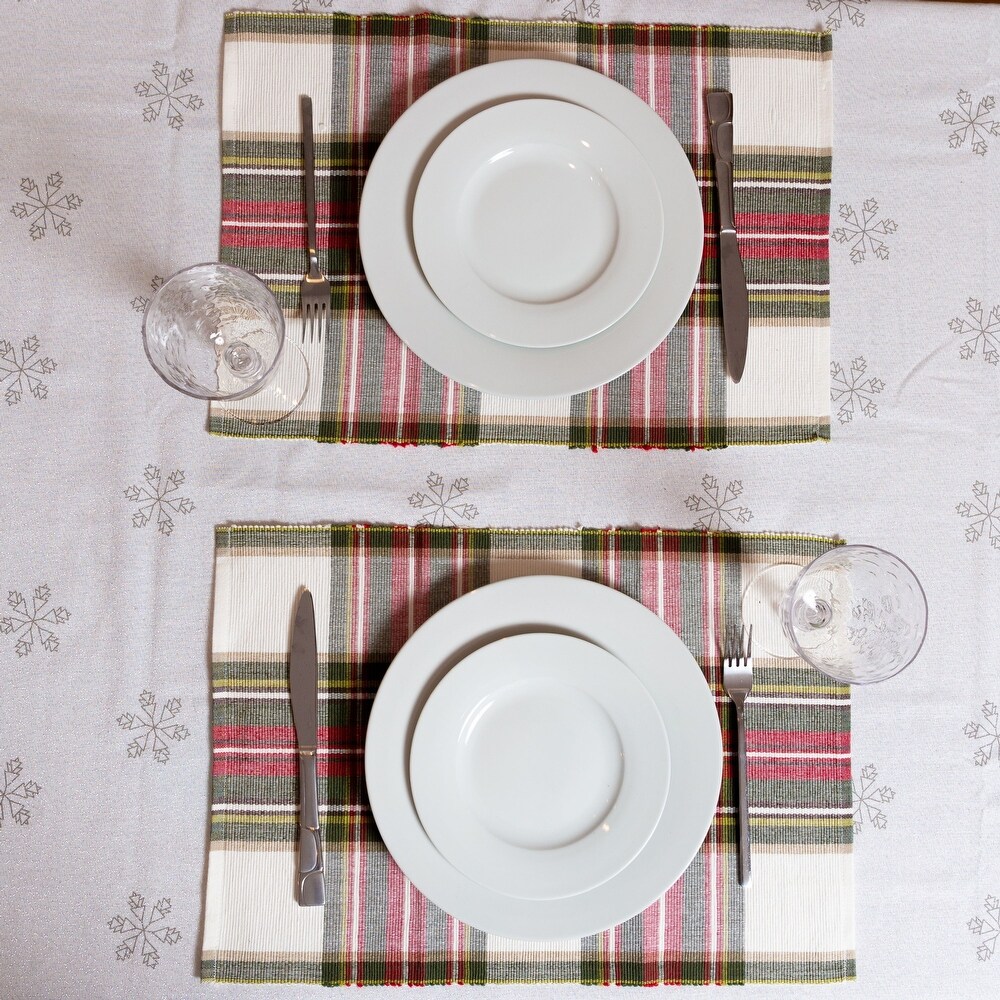 Fabstyles Celebration Plaid High Quality Cotton Placemats Set of 4   13\