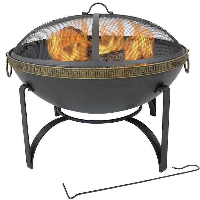 Sunnydaze Decor NB-130 26-in W Black Steel Wood-Burning Fire Pit