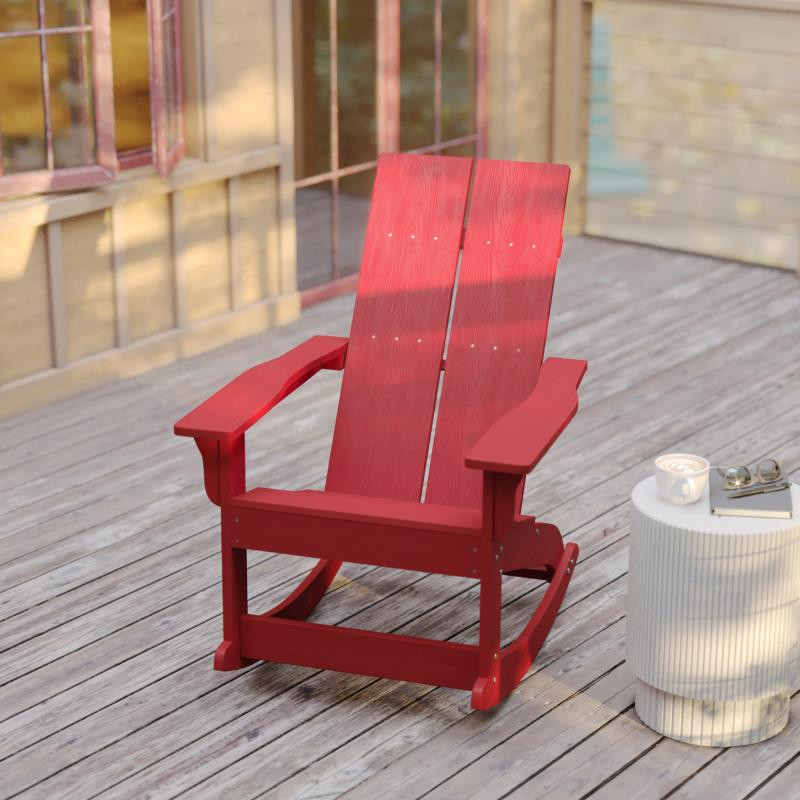 2 Pack Red Resin Rocking Chair   Contemporary   Outdoor Rocking Chairs   by Pot Racks Plus  Houzz