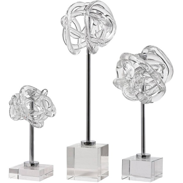 Uttermost Clear Glass Knot Neuron Sculptures Set Of 3