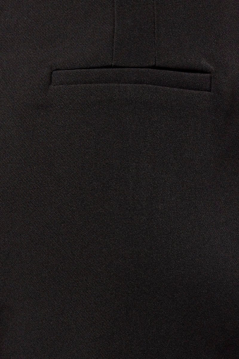 Black Tapered Pants High Rise Belted