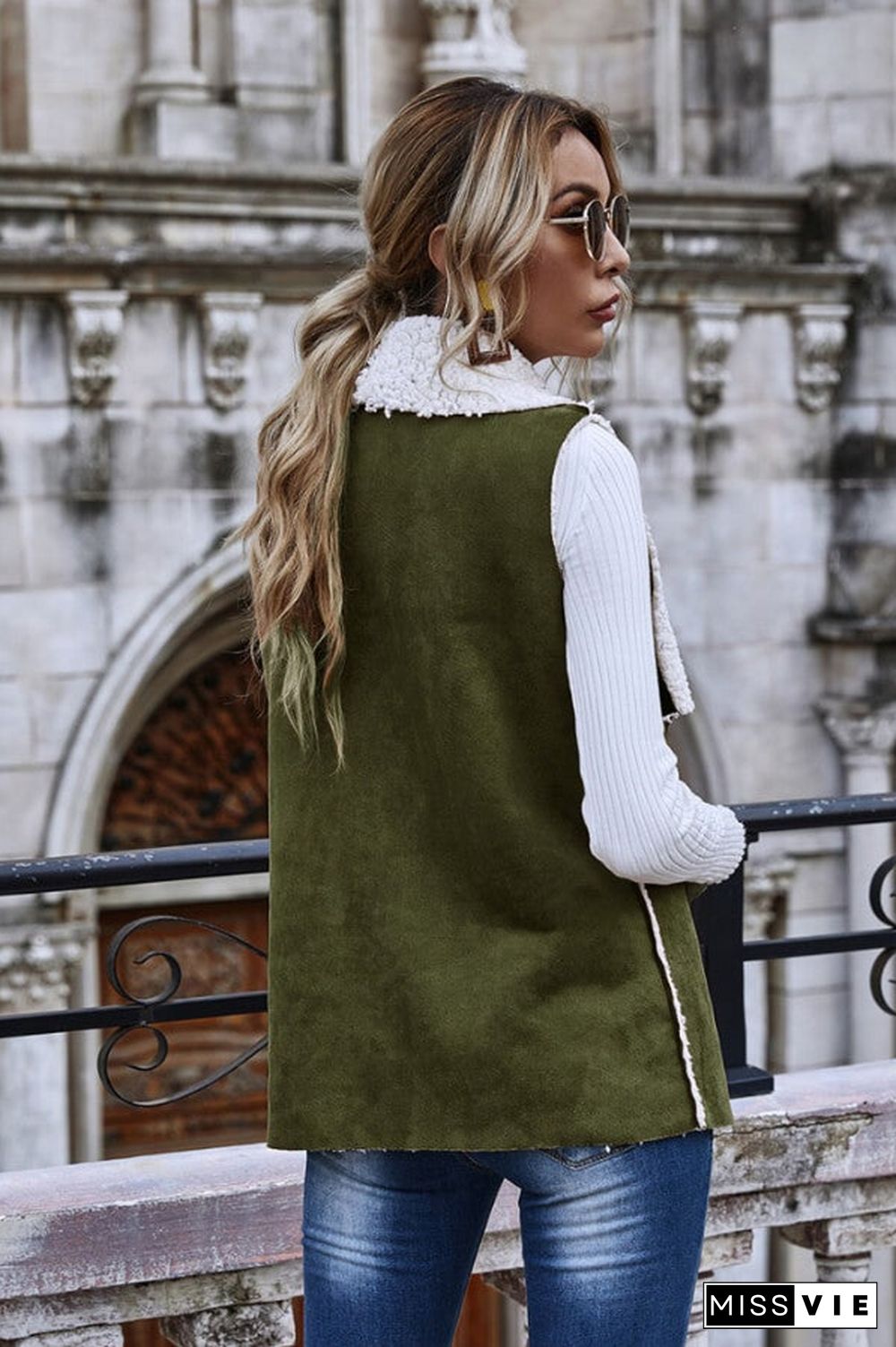 Fashion Casual Suede Lapel Vest Coat