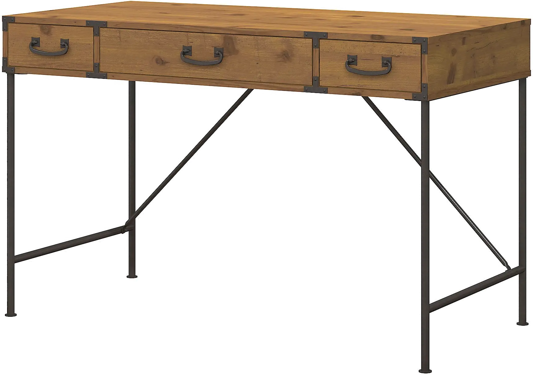 Ironworks Industrial Golden Pine 48 Inch Writing Desk - Bush Furniture