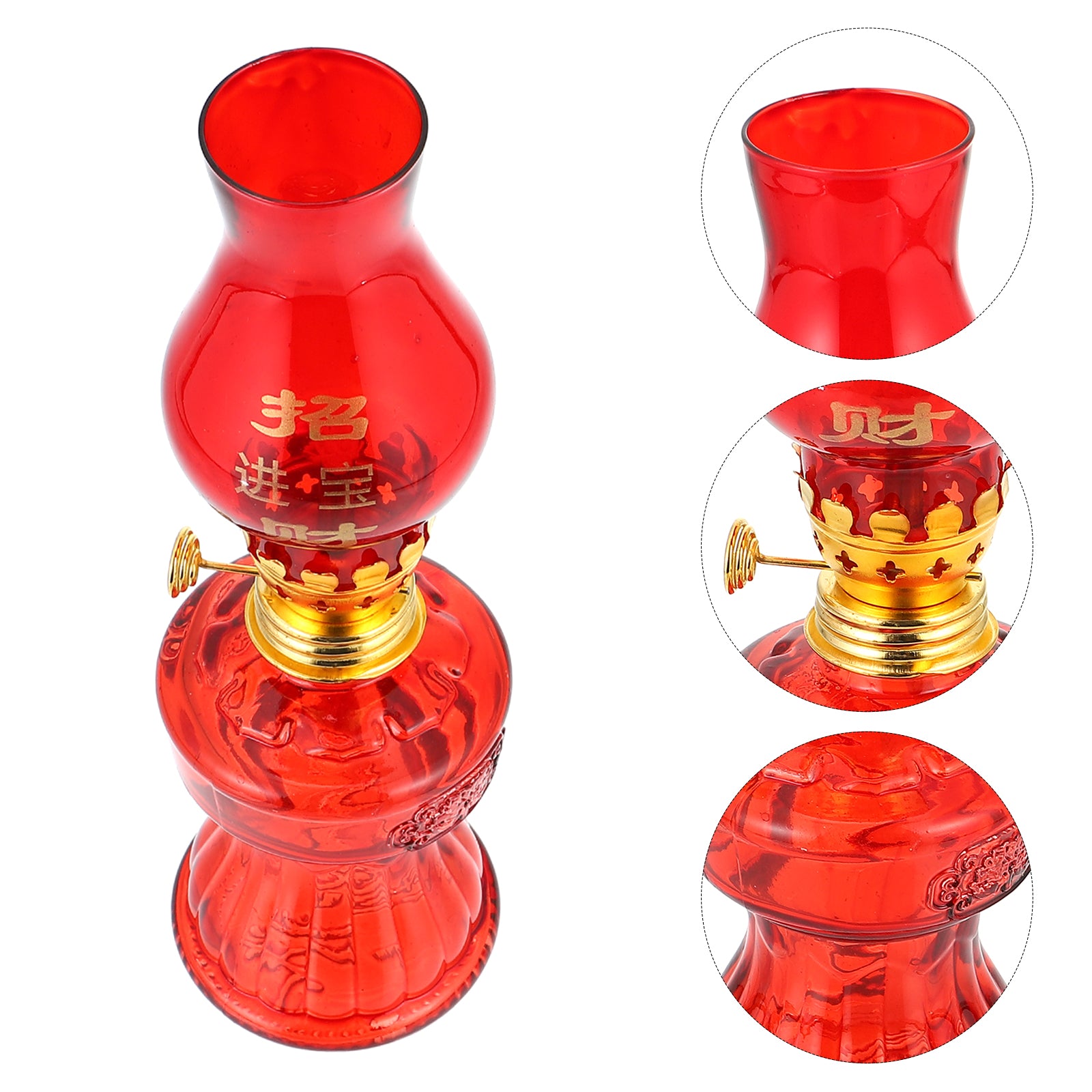 OUNONA 1pc Wedding Kerosene Lamp Home Kerosene Oil Lamp Chinese-style Red Oil Light