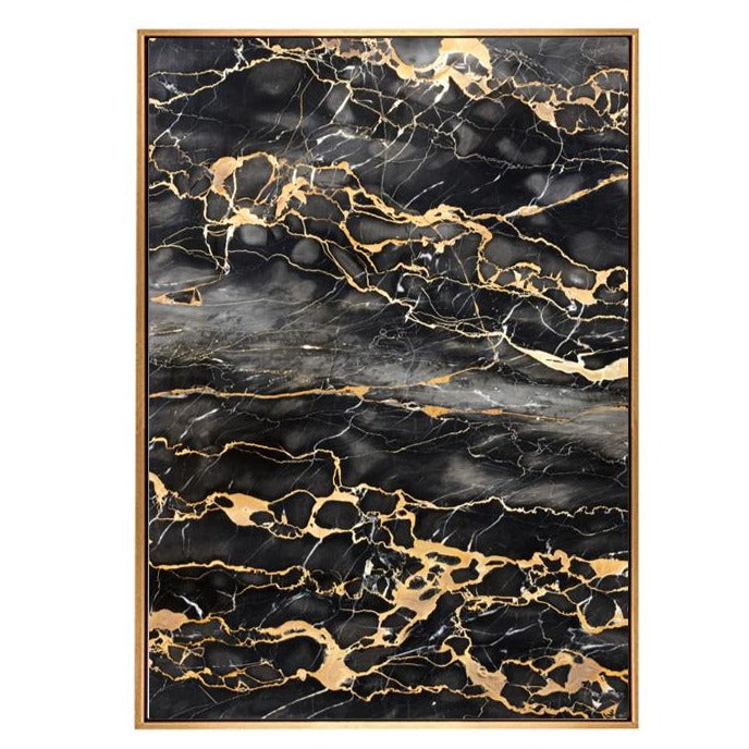 Black And Gold Marble Pattern Painting Wall Art Fl-H237A