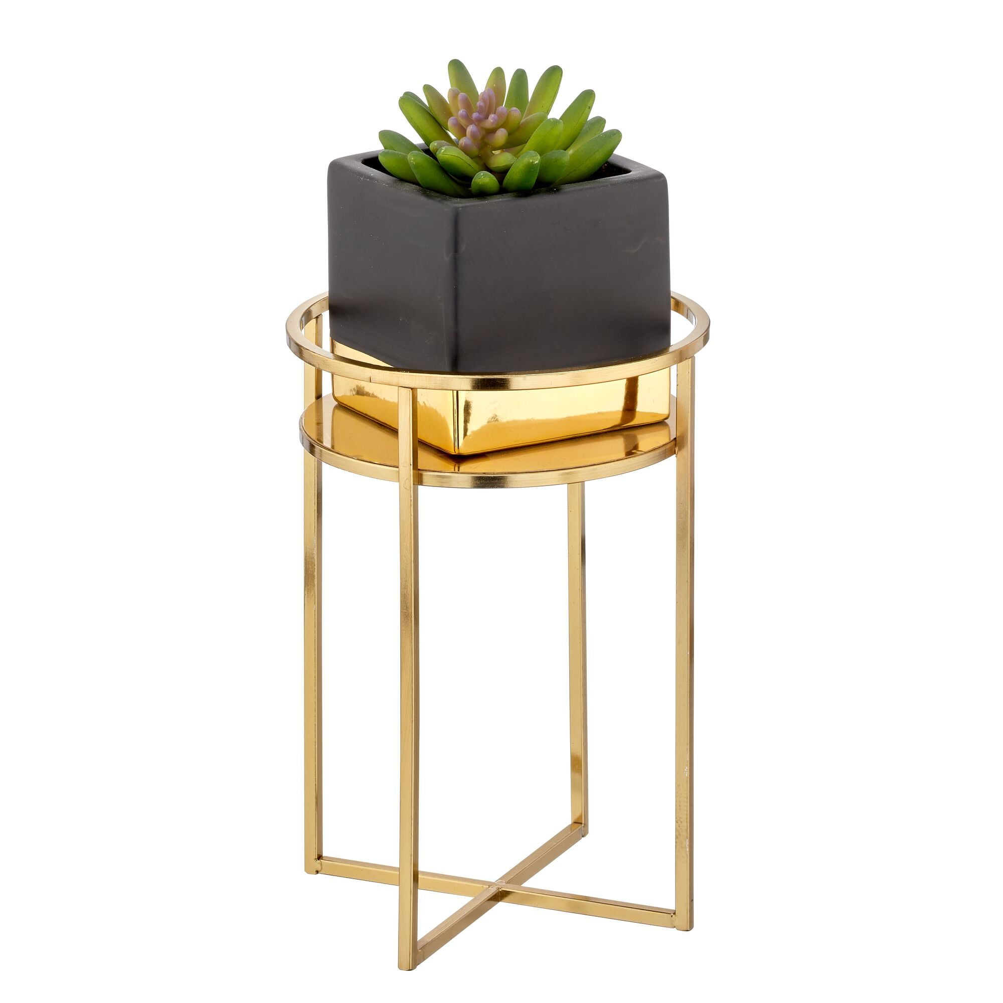 mDesign Small Mid Century Planter Indoor/Outdoor Modern Plant Stand for Flowers, Greenery, Succulents, Vases and Pots - Metal Steel Design - 9