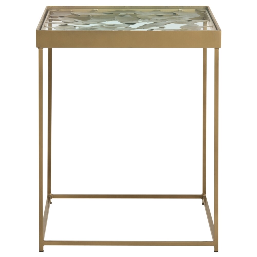 SAFAVIEH Lilian Leaf Antique Brass Side Table   16\