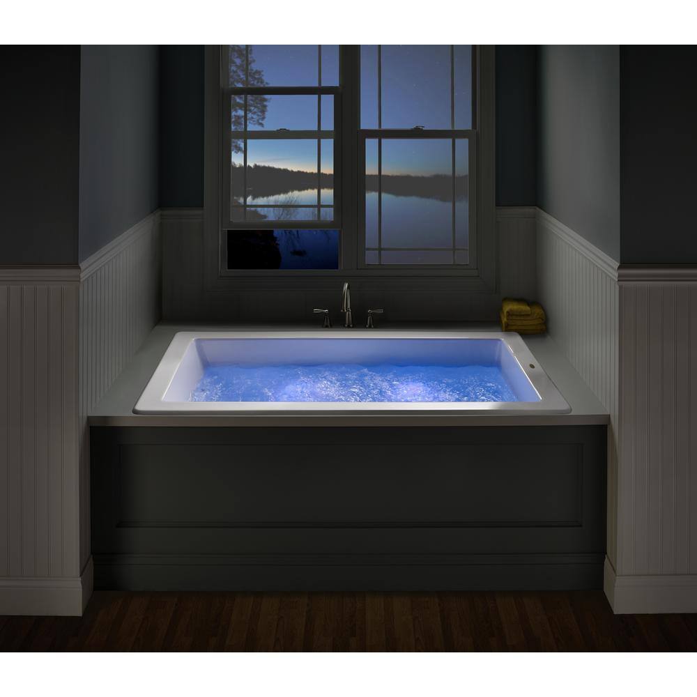 JACUZZI SOLNA 66 in. x 36 in. Acrylic Rectangular Drop-in Reversible Whirlpool Bathtub in White SOL6636WRL4CHW