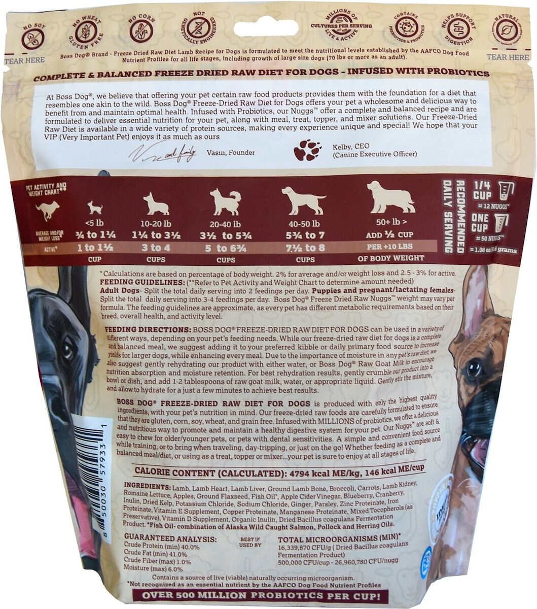 Boss Dog Complete and Balanced Raw Diet Lamb Recipe Freeze-Dried Dog Food， 12-oz bag