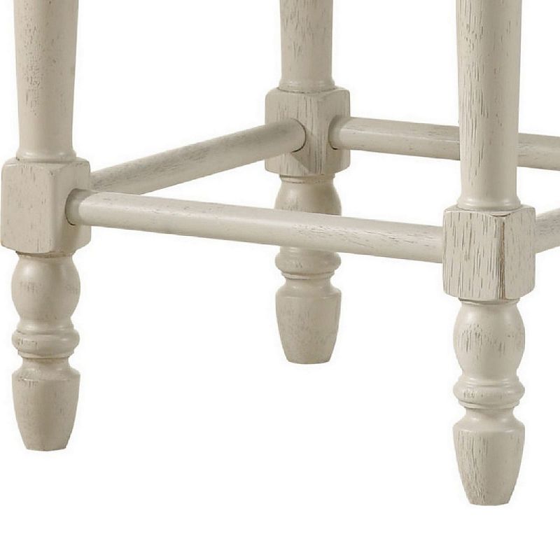 24 Inch Counter Height Stool， Luxe Nailhead Trim， Set of 2， Antique White