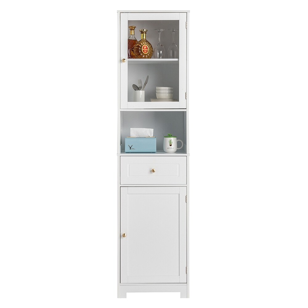 Multifunctional High Storage Cabinet with 2 Doors and 1 Drawer