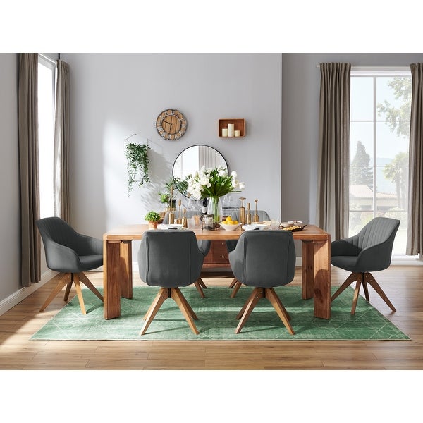 Art Leon Swivel Dining Chairs with Wood Legs (Set of 2)