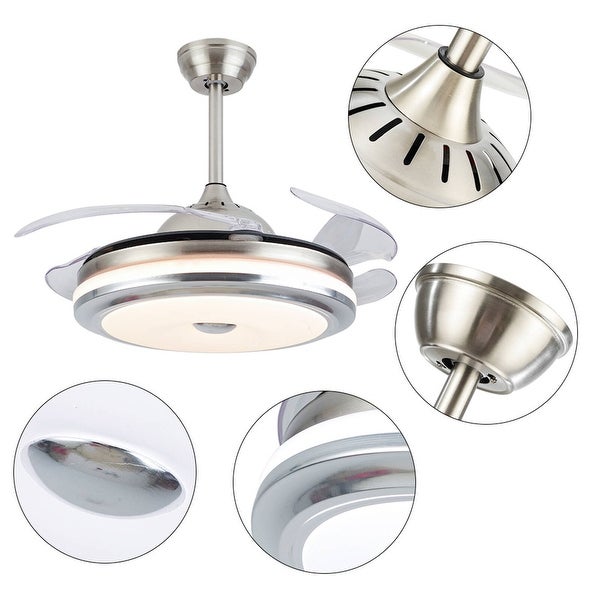 Modern Chrome Sliver Ceiling Fan Chandelier with Retractable Blades Shopping - The Best Deals on Ceiling Fans | 40103993