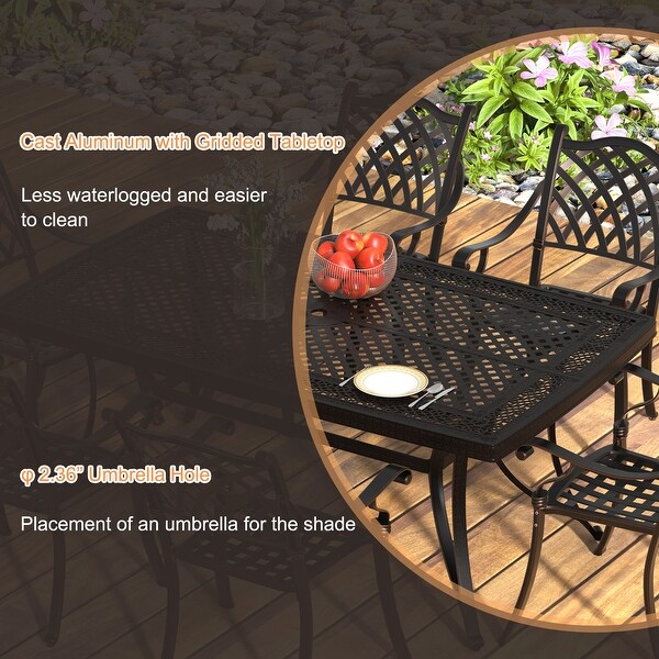 72x42 in. Outdoor All Cast Aluminum Rectangular Dining Table