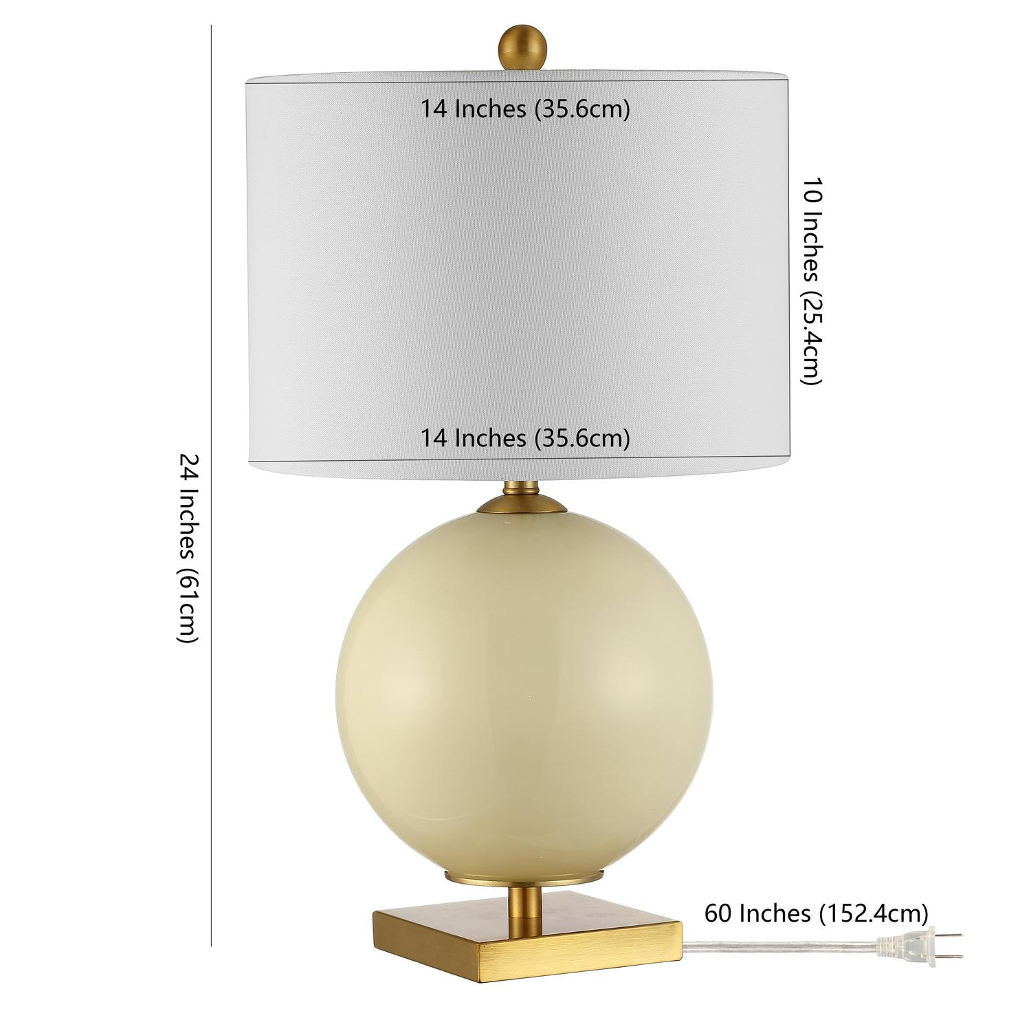 Safavieh Anina 24 in. Sphere Glass Table Lamp， Cream， Set of 2