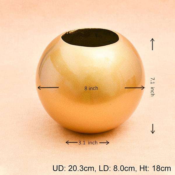 8 inch (20 cm) SML-002 Round Fiberglass Planter (Golden Color)