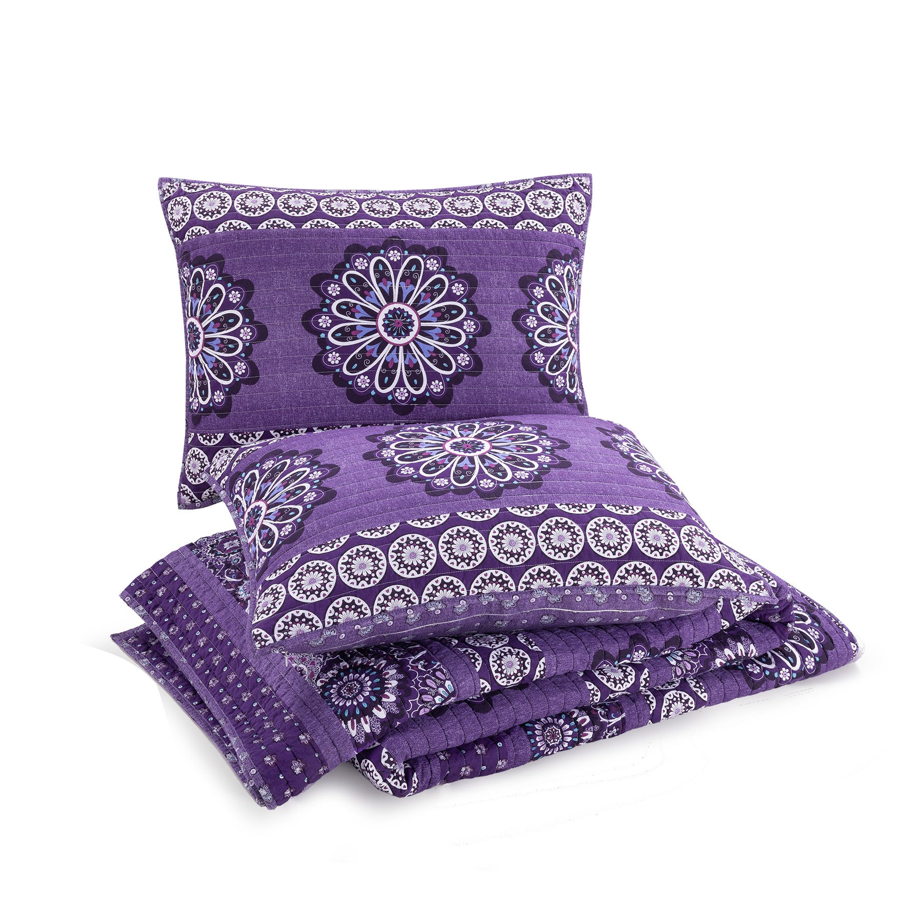 Tranquil Medallion Purple Quilt Set, Twin