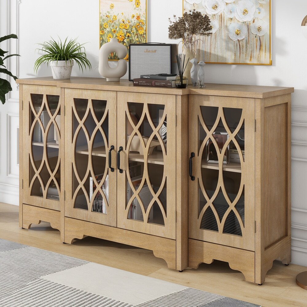 Storage Cabinet with 4 Glass Doors