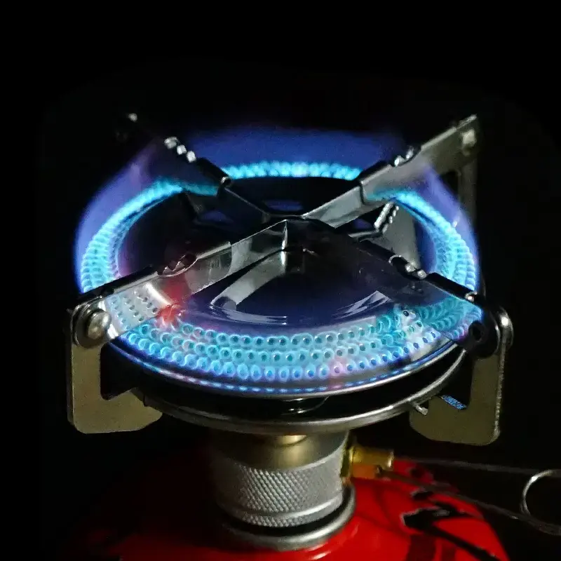 Portable Gas Stove Stainless Steel Outdoor Stove Burner Backpacking Mini Camp Stove for Hiking