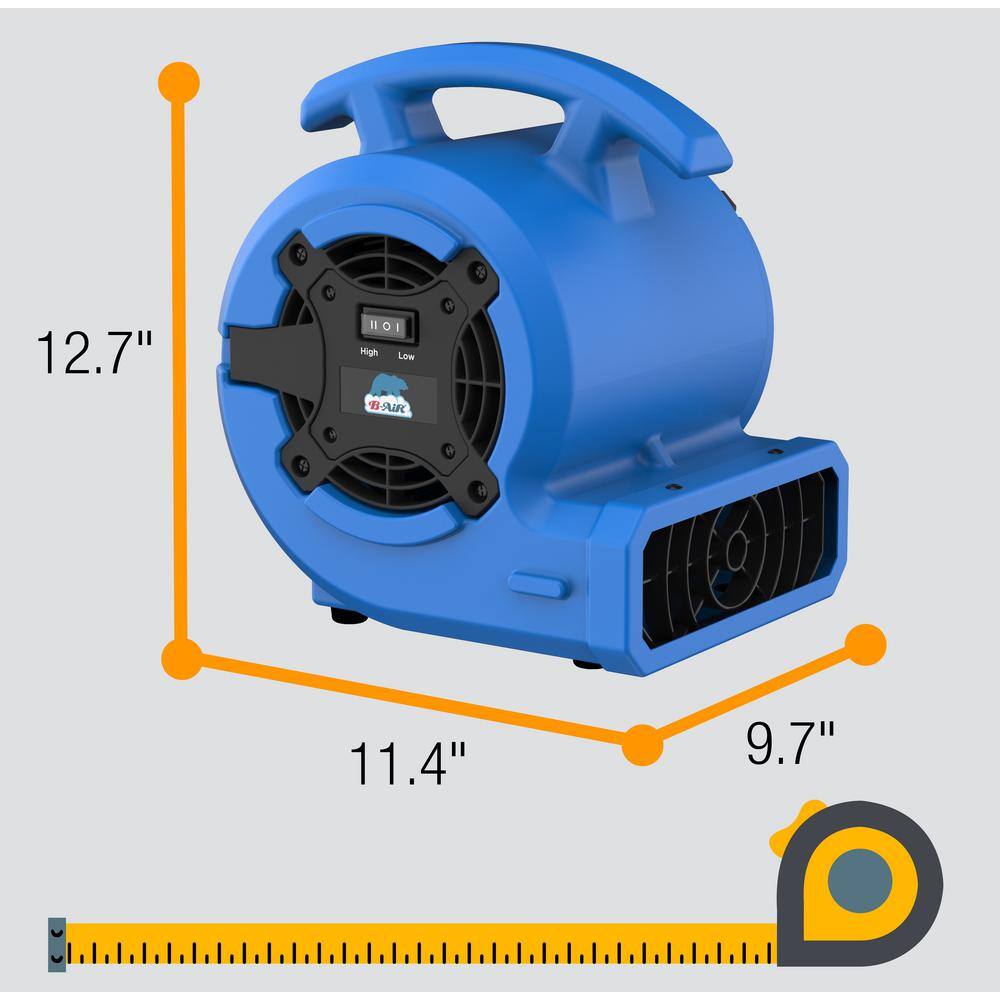 B-Air 18 HP Air Mover Carpet Dryer Floor Blower Fan for Home Use in Blue BA-VP-15-BL