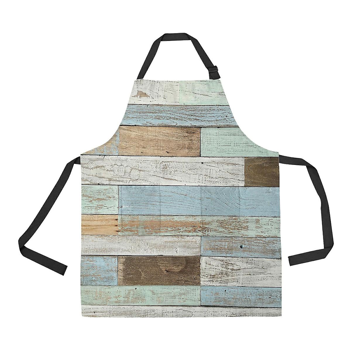 Pastel Wood Wall Texture Apron Home Kitchen Apron With Pockets