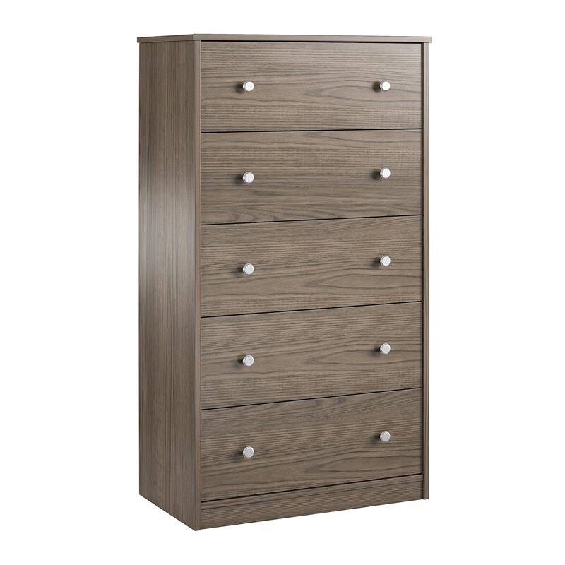 Modern 5 Drawer Bedroom Chest Dresser in Wood Finish