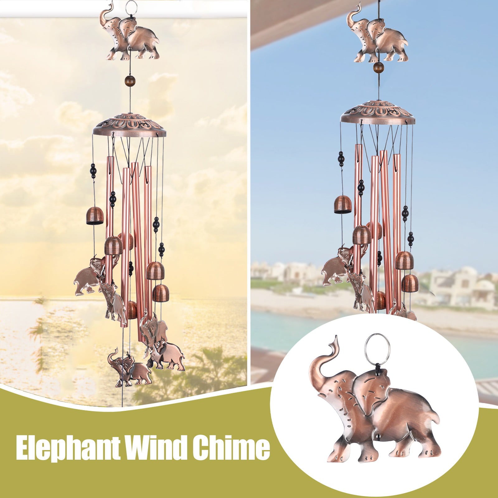 Kaacd Outdoor Elephant Copper Wind Chimes For External Use Elephant Wind Chimes Garden