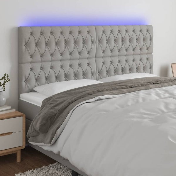 vidaXL LED Headboard Dark/Light Gray Fabric - - 37421103